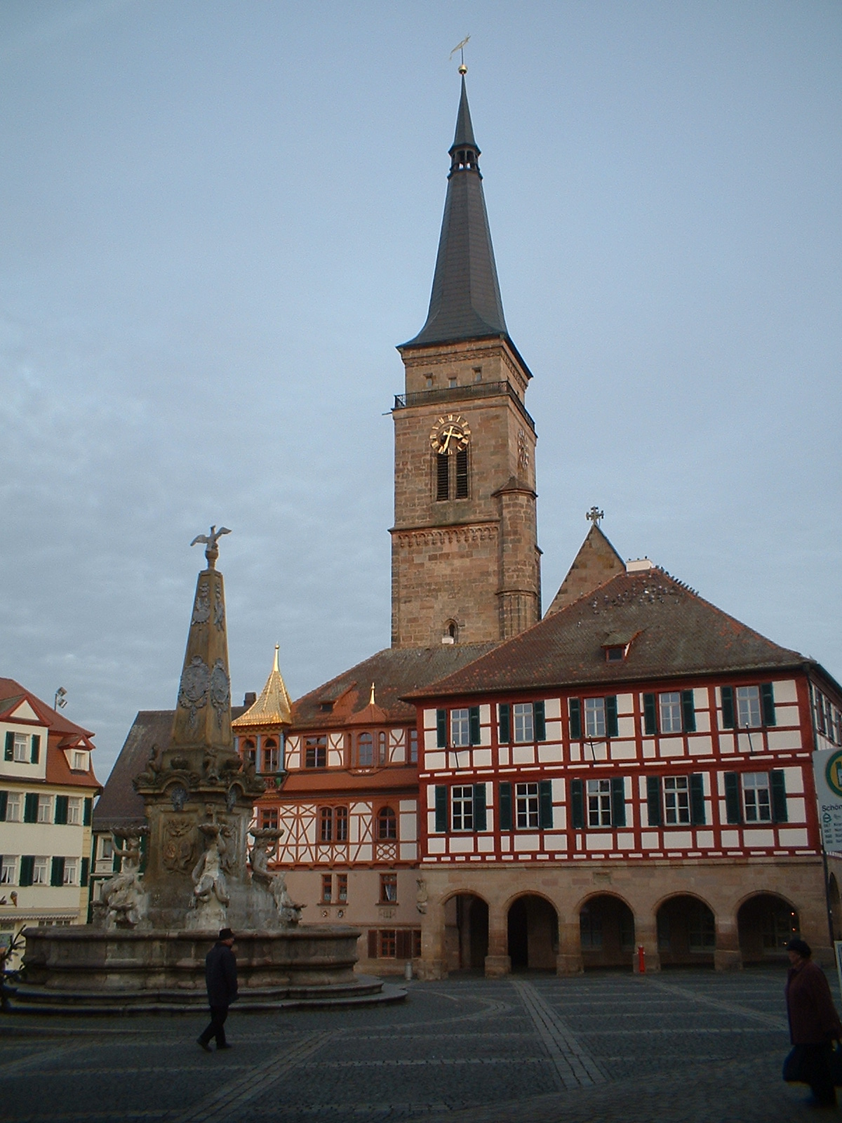 "Schwabach Rathaus Stadtkirche" by Waggerla at the German language Wikipedia. Licensed under CC BY-SA 3.0 via Wikimedia Commons - https://commons.wikimedia.org/wiki/File:Schwabach_Rathaus_Stadtkirche.jpg#/media/File:Schwabach_Rathaus_Stadtkirche.jpg